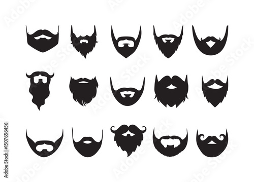 Beard vector bundle, Beard clipart, Beard silhouette.	