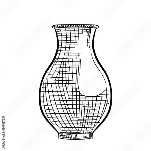 sketch of vase vector line art hand drawn illustration 