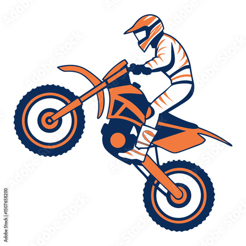 A stylized motocross rider jumping vector illustration 