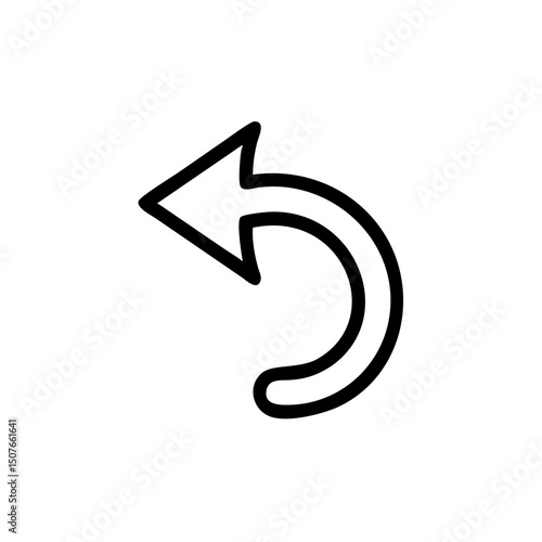 Curved arrow pointing left in minimalist black line style  