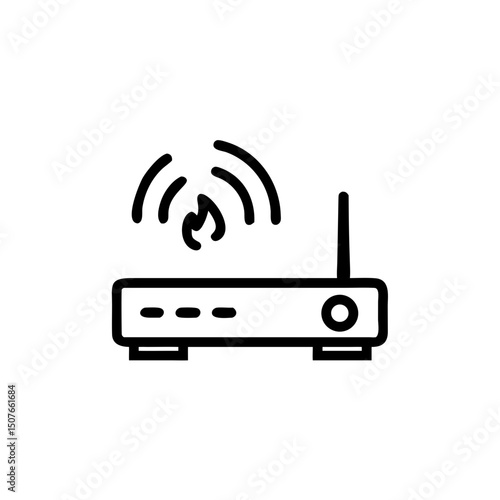 Wireless router with firewall symbol in minimalist design  