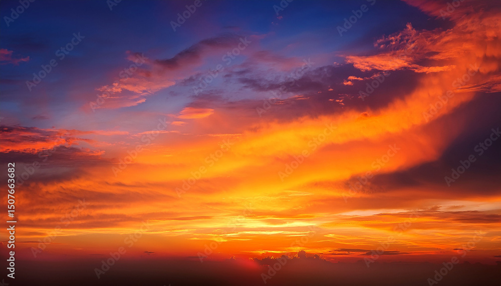 Fototapeta premium bright orange sky and colorful sky in twilight background
