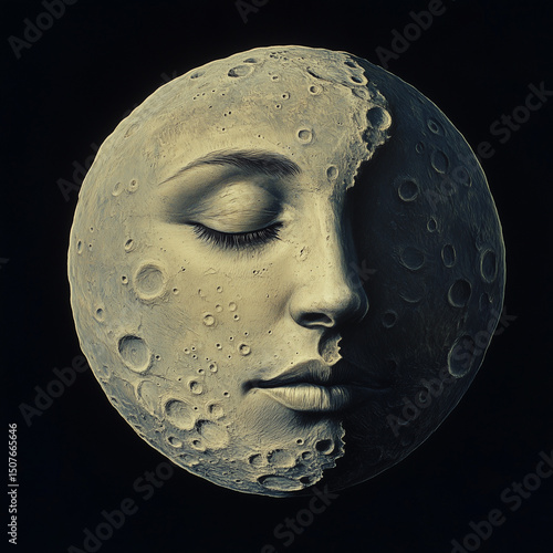 Moon with human face on it