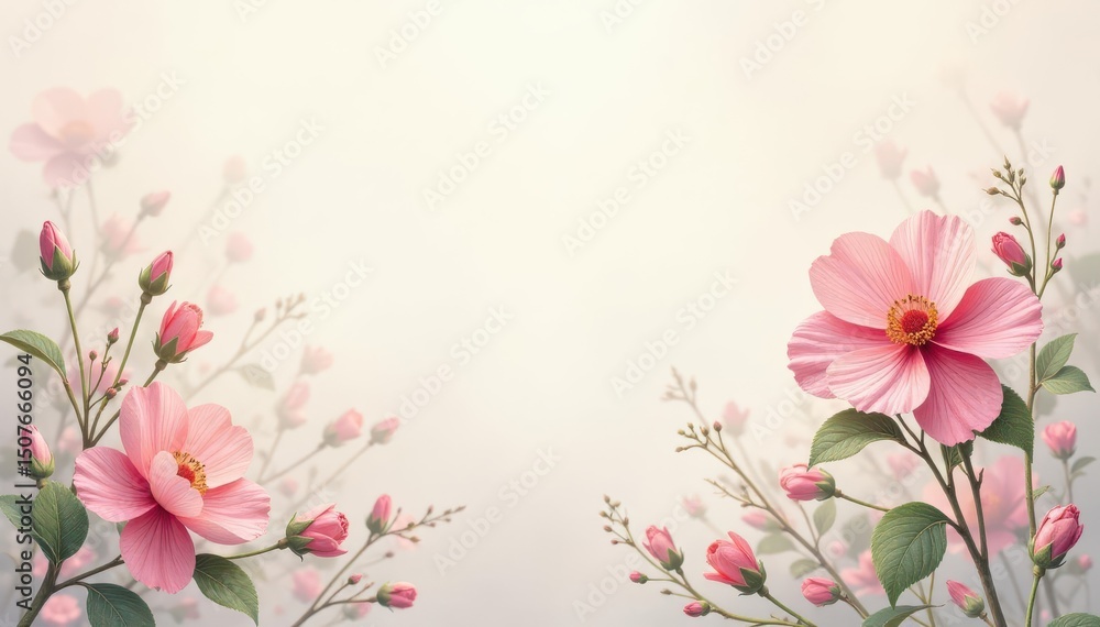 Delicate, small-scale floral print on light background, minimal, petal, pastel Delicate, small-scale floral print on light background, minimal, petal, pastel