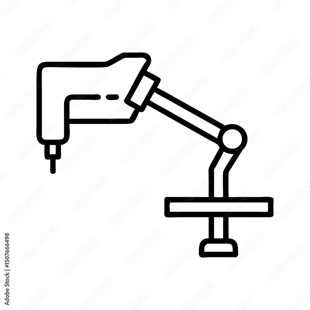 Robotic arm illustration in minimal line design style Robotic arm illustration in minimal line design style