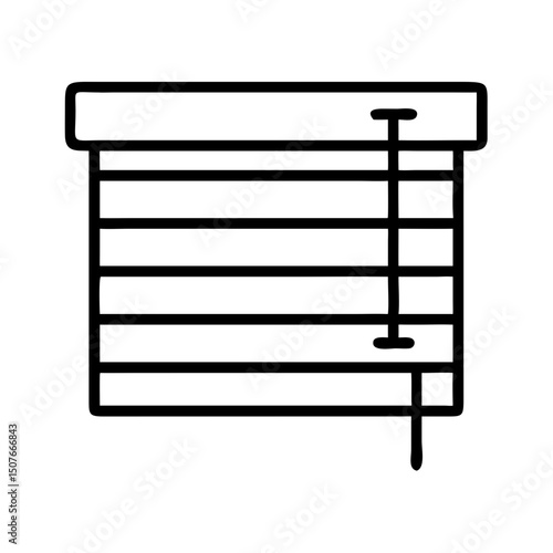 Simple black outline of window blinds on a white background - Concept of Isolated decorative objects for outdoor, Garden decor designer  