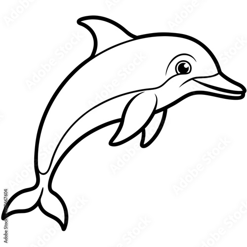 Pink River Dolphin Vector on White
