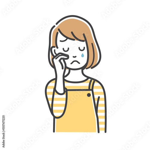 涙を流して泣く若い女性