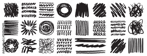 Doodle grunge ink brush stroke handwriting set. Hand drawn scribble vector squiggle swirl set. messy black crayon line. decorative signature, bold pencil sketch texture