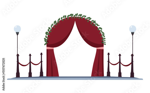 Classic Red Draped Wedding Arch