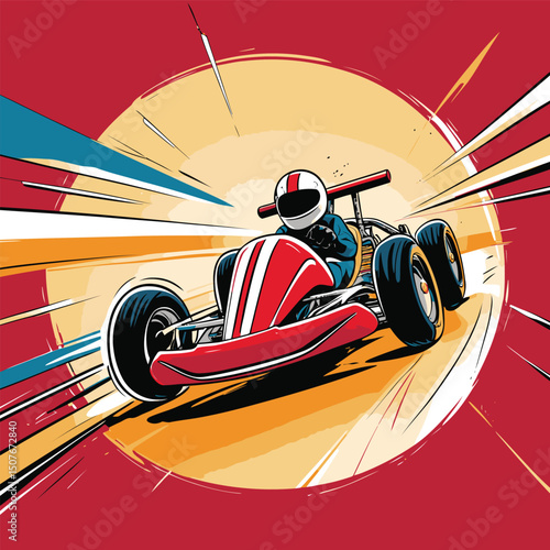 go kart vector art illustration for graphic design