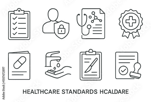 Healthcare and medical outline icons set – clean, simple, hospital symbols
