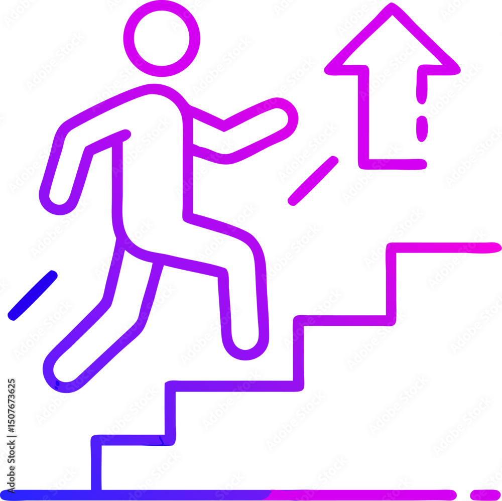 Person climbing stairs upward growth progress success Person climbing stairs upward growth progress success