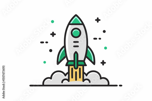 Startup rocket launch icon design illustration graphic