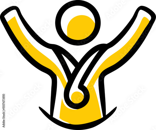 Winner celebrating victory gold medal achievement success