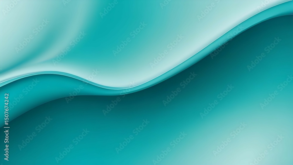 Obraz premium Aqua teal liquid gradient background with soft smooth waves cool, calming, and very modern for web and product use.
