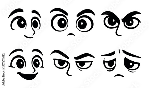 Vision and emotions silhouette icons set – simple, expressive and face design elements