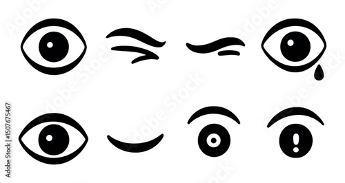Eye silhouette icons set – simple, expressive eye symbols for design
