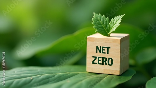 Conceptual Image of Net Zero Initiative Represented by Growing Plant