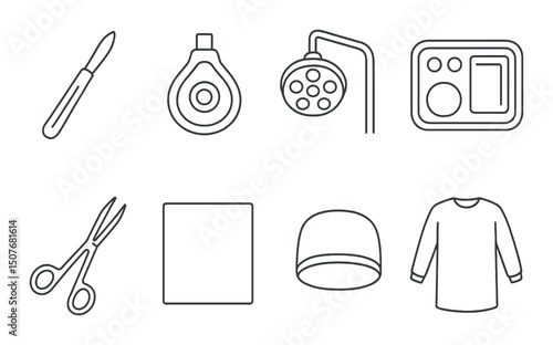 Surgical instrument silhouette icons set – medical, healthcare and operation tools