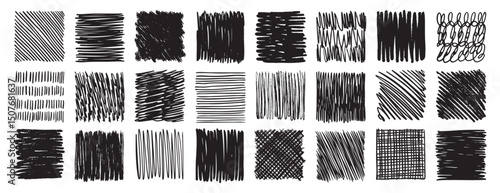 Scribble doodle collection Ink sketch Hand drawn set. Scrawl elements. abstract drawing texture square
