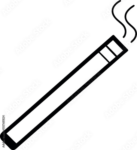 Cigarette outline vector icon on transparent background