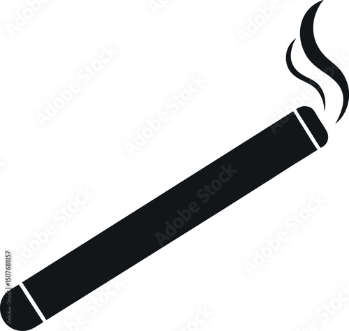 Cigarette silhouette vector icon on transparent background
