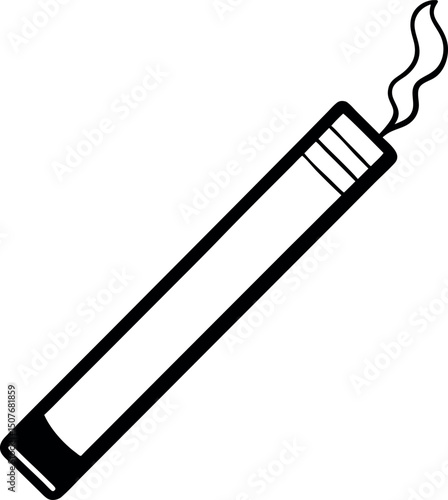 Cigarette outline vector icon on transparent background