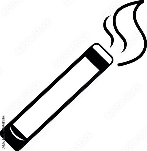 Cigarette outline vector icon on transparent background
