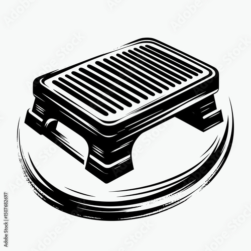 Step platform in black vector style