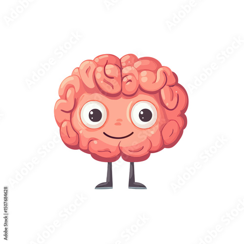 A cartoon illustration featuring the modern human brain icon is set against a plain white background, showcasing an internal organ