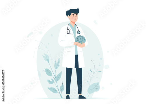 A neurologist or neurosurgeon doctor examines the brain
