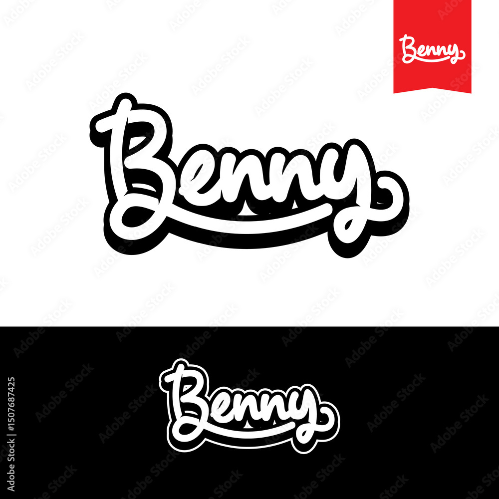Lettering Typhographi name of Benny with handwriting classic style, can use to be logo, mark or identity Lettering Typhographi name of Benny with handwriting classic style, can use to be logo, mark or identity