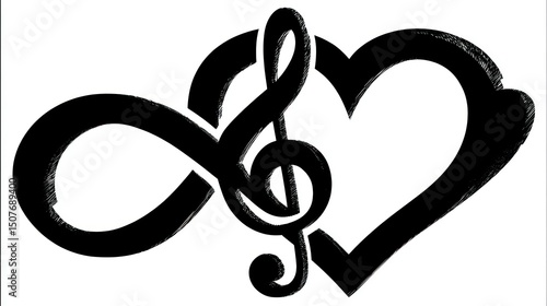 Infinite Love and Music A Heart Treble Clef and Infinity Symbol Artwork