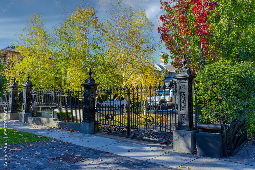 Fototapeta premium Beautifully and Architecturally designed Residential Brick house House is a green leafy inner Suburb of Melbourne VIC Australia