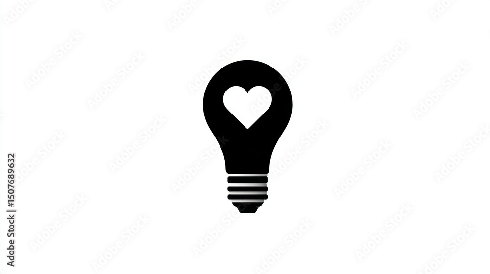 Innovative Light Bulb with Heart Symbol Creativity Inspiration and Love Concept Innovative Light Bulb with Heart Symbol Creativity Inspiration and Love Concept