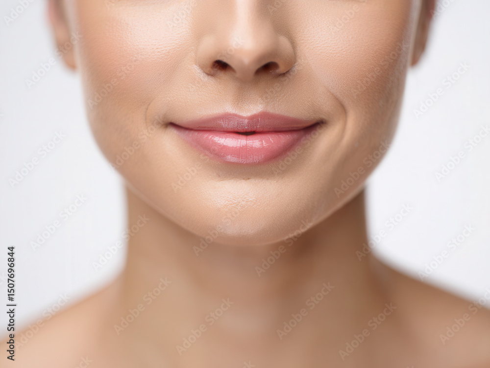 Beauty Macro Shot: Woman's Plump Lips and Flawless Skin Beauty Macro Shot: Woman's Plump Lips and Flawless Skin