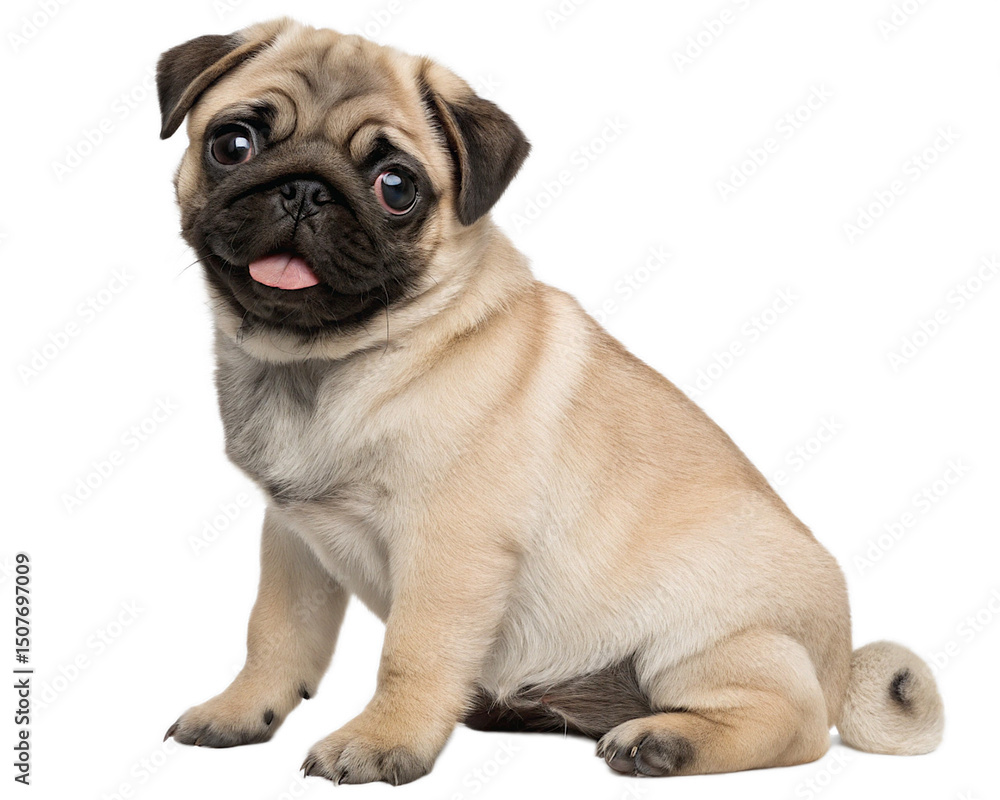 Obraz premium Pug puppy sitting isolated on transparent background 