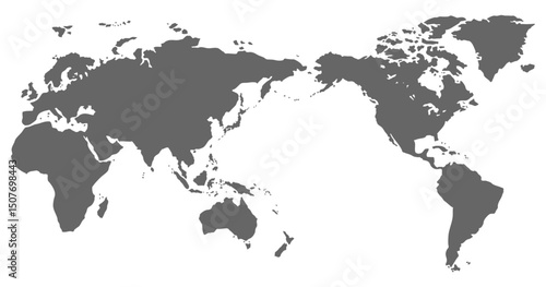 世界地図のシルエット（グレースケール）