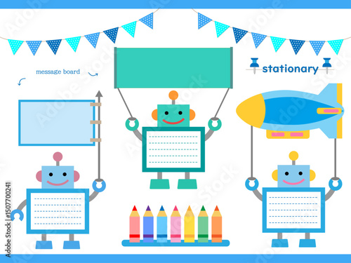  ロボット■ロボットのメッセージボード（ブルーグリーン）