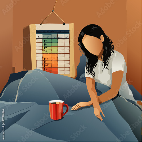 A soft vector illustration of burnout recovery tools, with symbols for rest, energy refills, task sorting, and guilt-free relaxation.