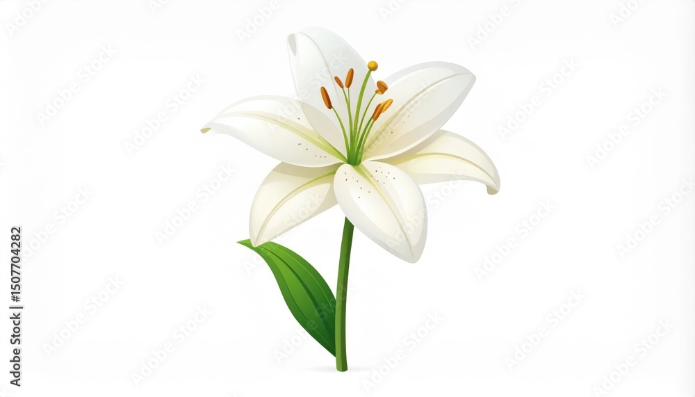 Fototapeta premium Elegant White Lily Illustration On White Background