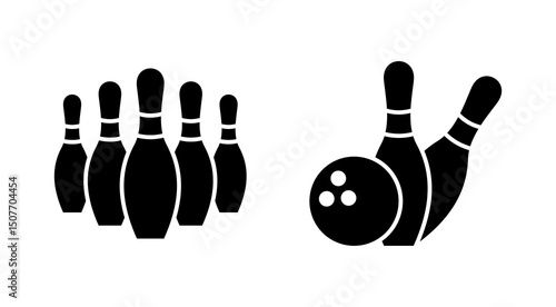 Bowling icon vector. bowling ball and pin sign and symbol.