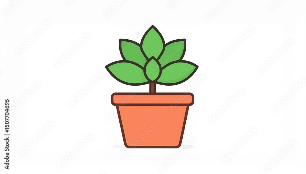 Simple Illustration Of A Potted Plant Simple Illustration Of A Potted Plant