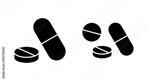 Pills icon vector. capsule icon. Drug sign and symbol