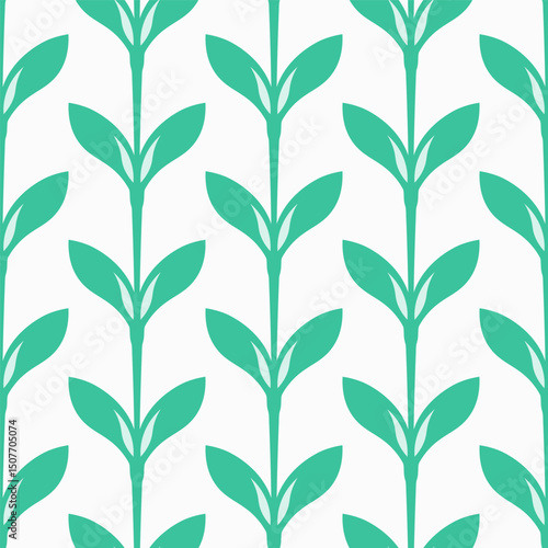 Minimalist Leaf Stem Seamless Botanical Pattern