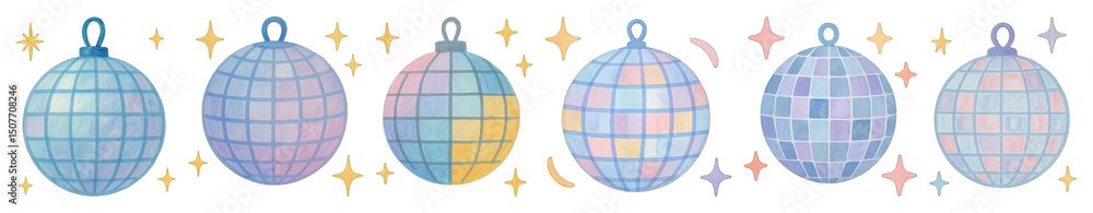 PNG Colorful disco ball illustration, element set on transparent background PNG Colorful disco ball illustration, element set on transparent background