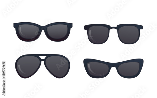 Sunglasses flat vector illustration. Eyewear Sun Protection Sunglass Vector Illustration