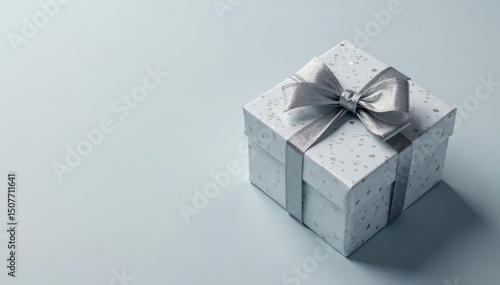 Subtle grey gift box pattern, delicate silver bows, classic, delicate