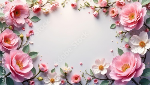 Delicate paisley with blooming flowers, soft pastel hues, texture, design element